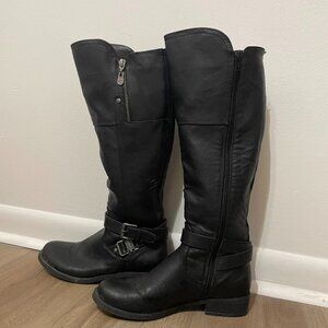 Guess black knee-high riding boots